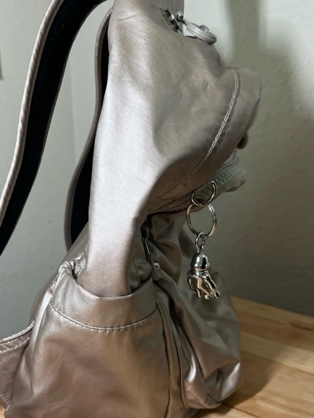 KIPLING Seoul S Cloud Metal Silver Metallic Backpack